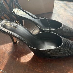 Reformation Daria Heeled  Black leather pump New with box